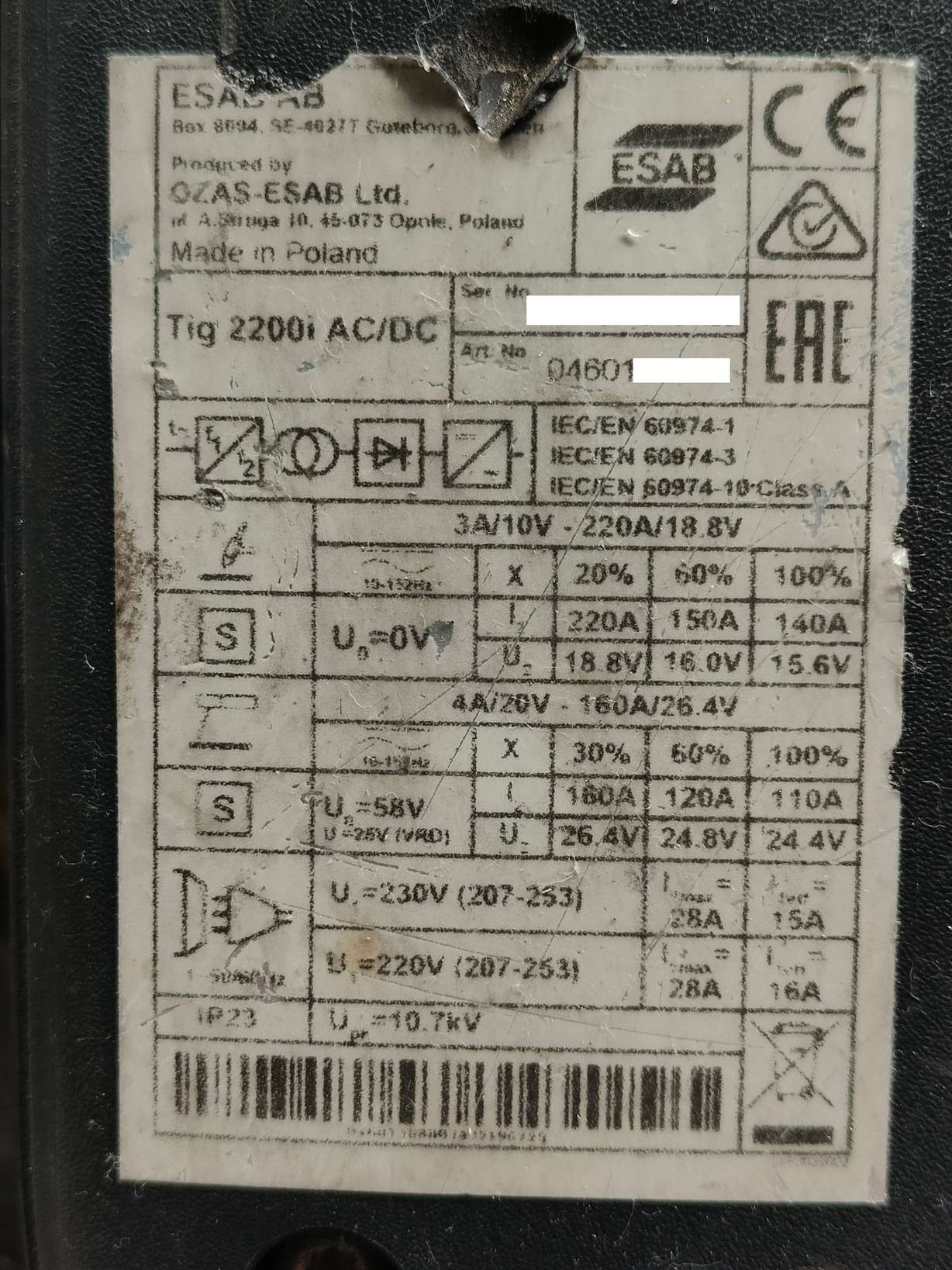 SALDATRICE ESAB CADDY TIG 2200i AC/DC 220V - immagine 8